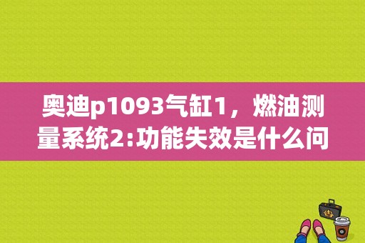 奥迪p1093气缸1，燃油测量系统2:功能失效是什么问题？汽车故障码奥迪 P1093