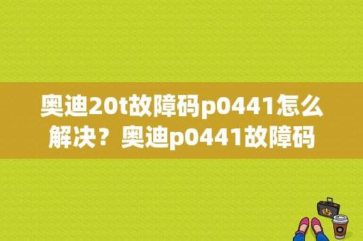 奥迪20t故障码p0441怎么解决？奥迪p0441故障码-图1