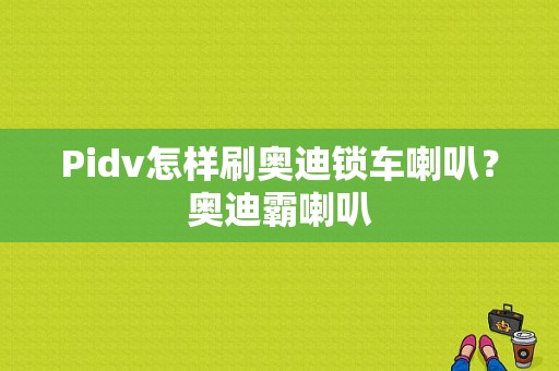 Pidv怎样刷奥迪锁车喇叭？奥迪霸喇叭