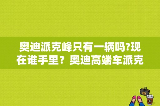 奥迪派克峰只有一辆吗?现在谁手里？奥迪高端车派克峰-图1